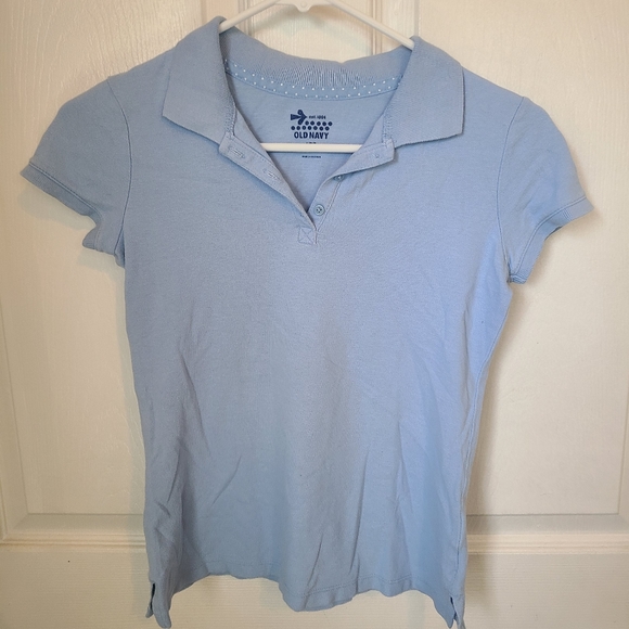 (1565) Old Navy Girls Light Blue Polo Shirt,  Size: Large (10/12) - Picture 3 of 12